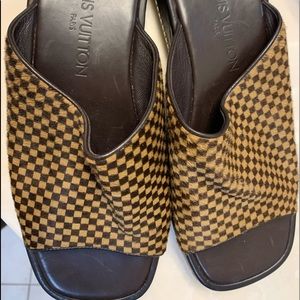 Louis Vuitton Leather Slides Damier with Calf Skin